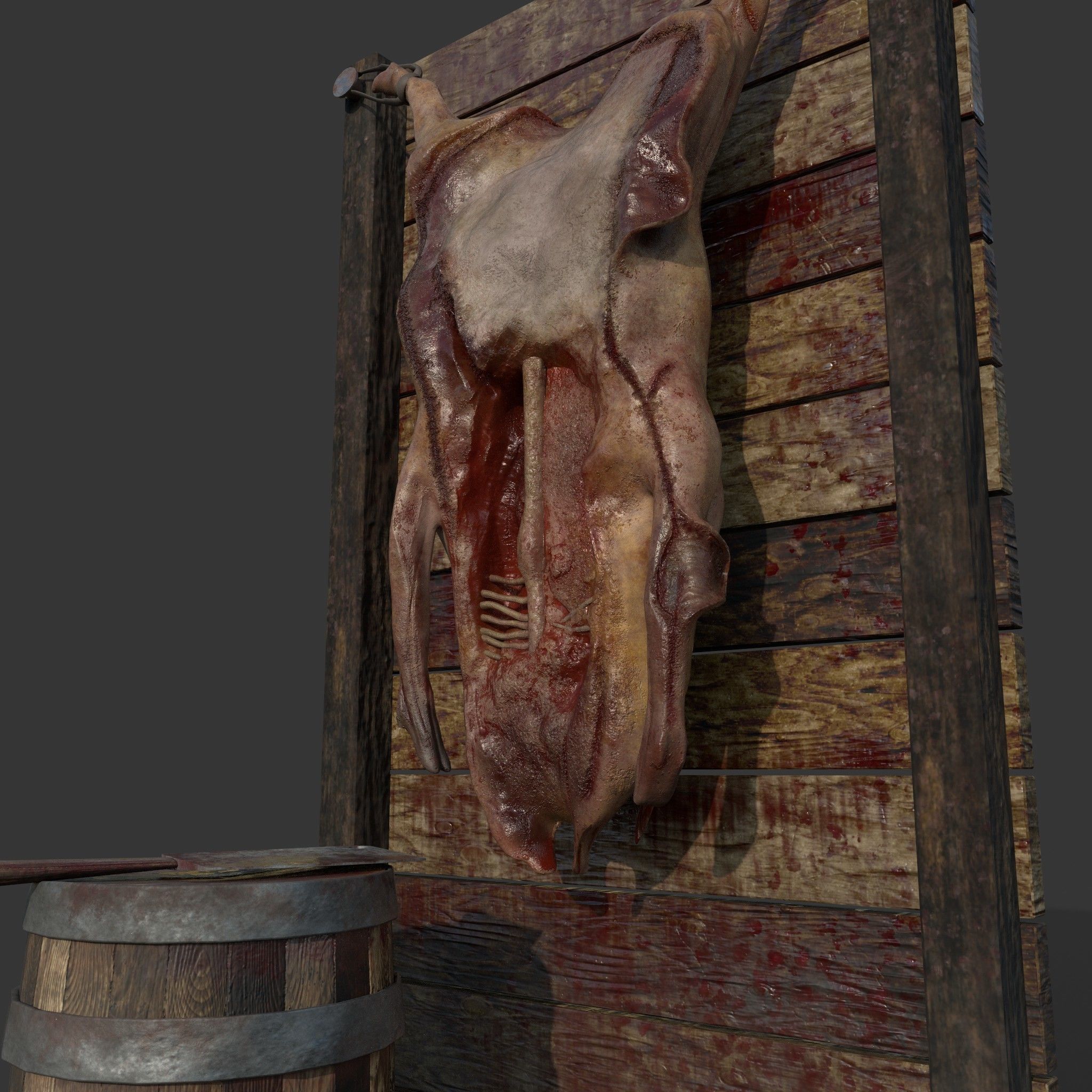 Medieval Meat Stall Low-poly 3D model_24