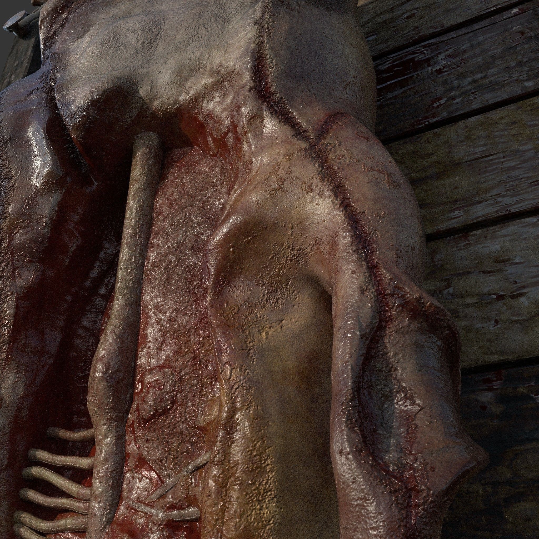 Medieval Meat Stall Low-poly 3D model_22