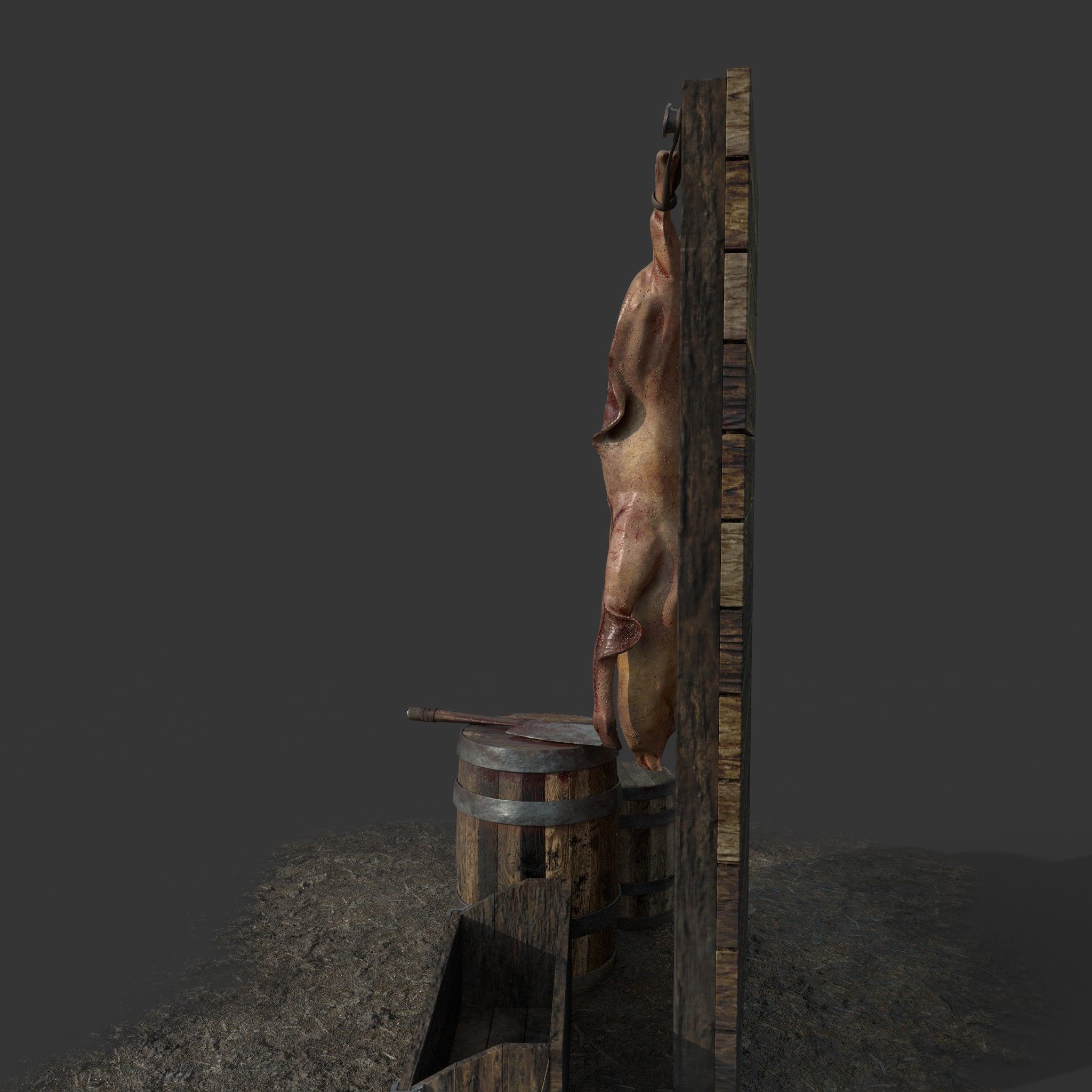 Medieval Meat Stall Low-poly 3D model_10