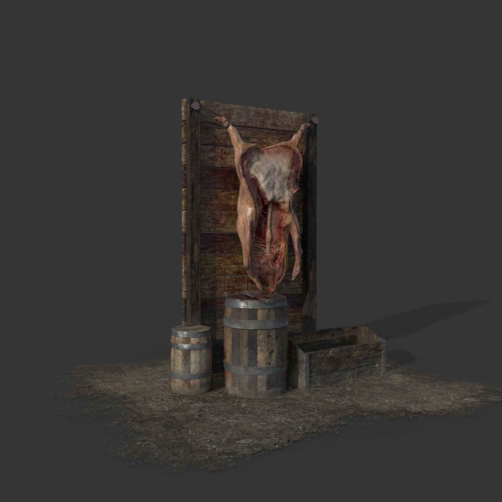 Medieval Meat Stall Low-poly 3D model_20