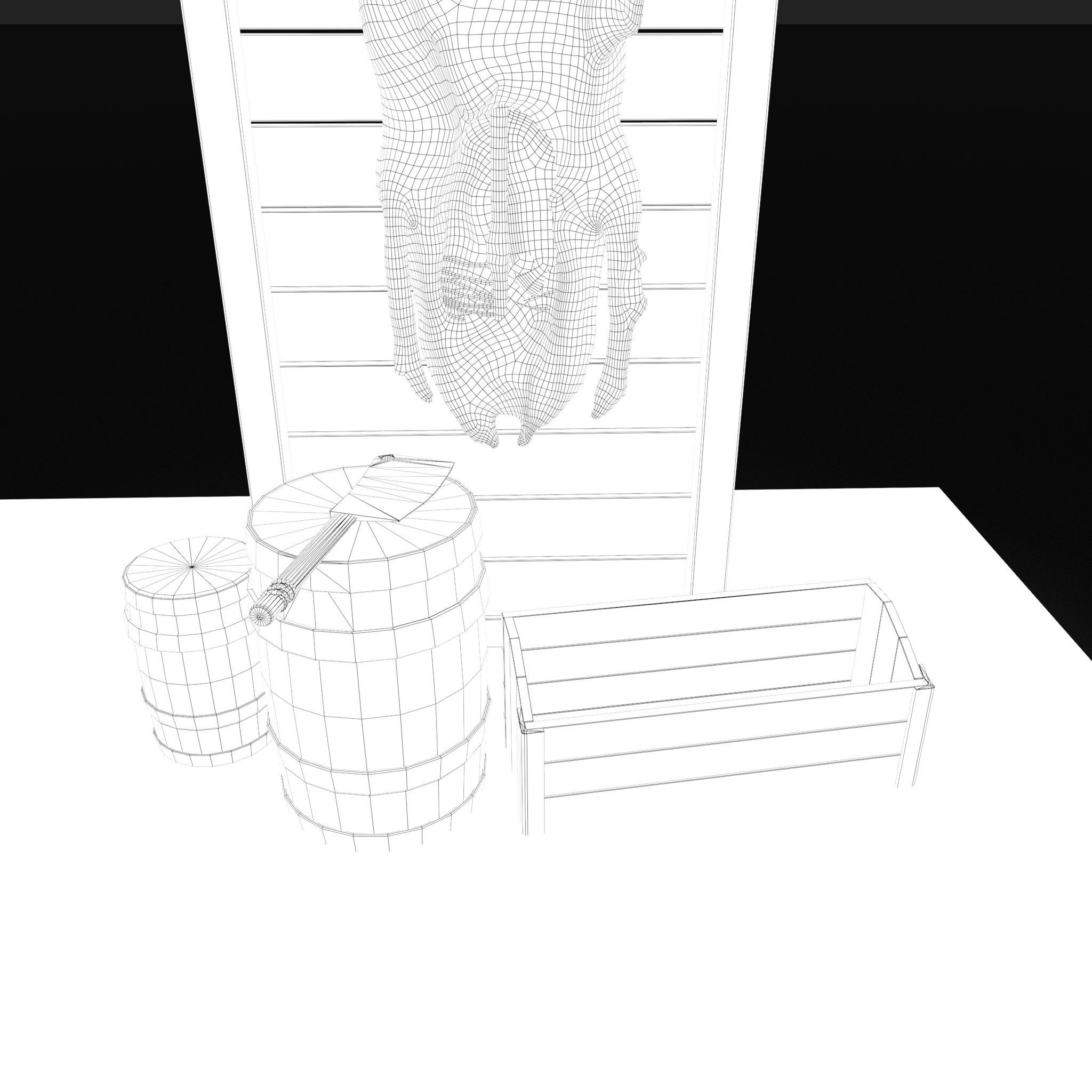 Medieval Meat Stall Low-poly 3D model_35