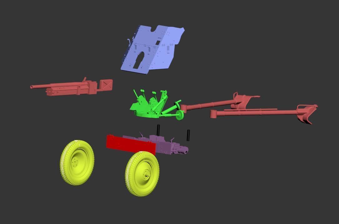 cannon 53k ww2 soldiers 3D print model_21