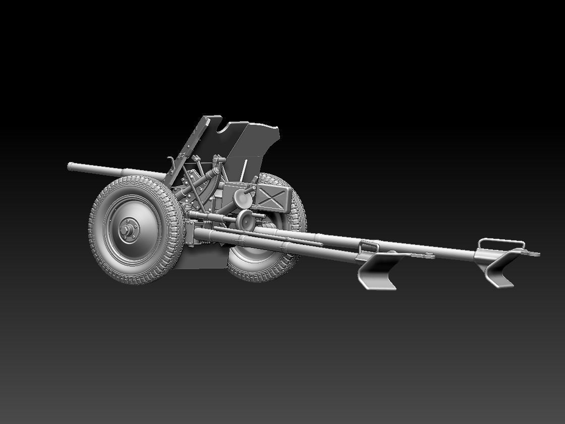 cannon 53k ww2 soldiers 3D print model_14