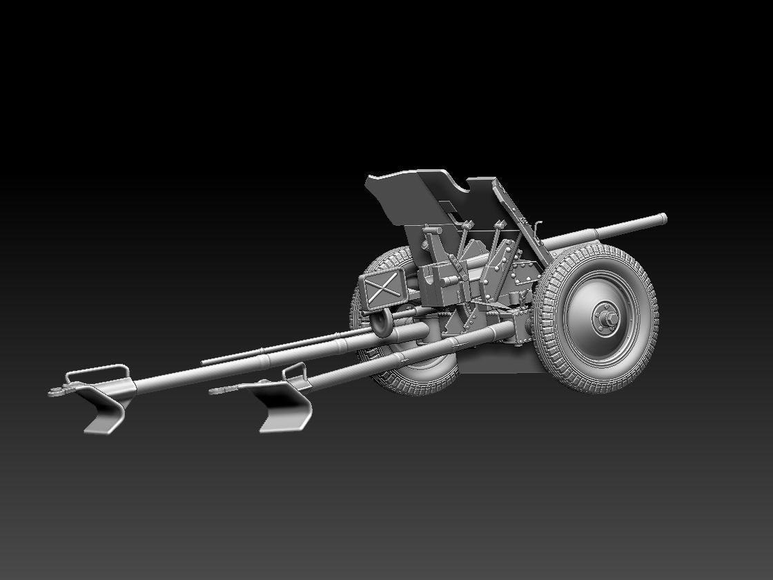 cannon 53k ww2 soldiers 3D print model_22