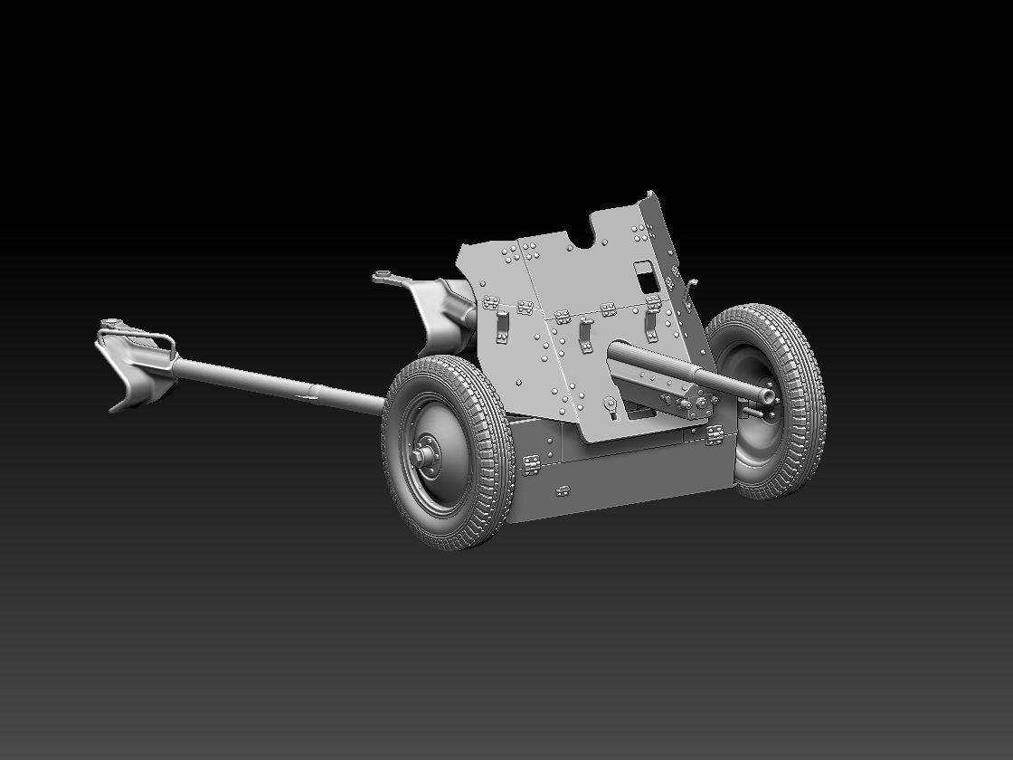 cannon 53k ww2 soldiers 3D print model_19