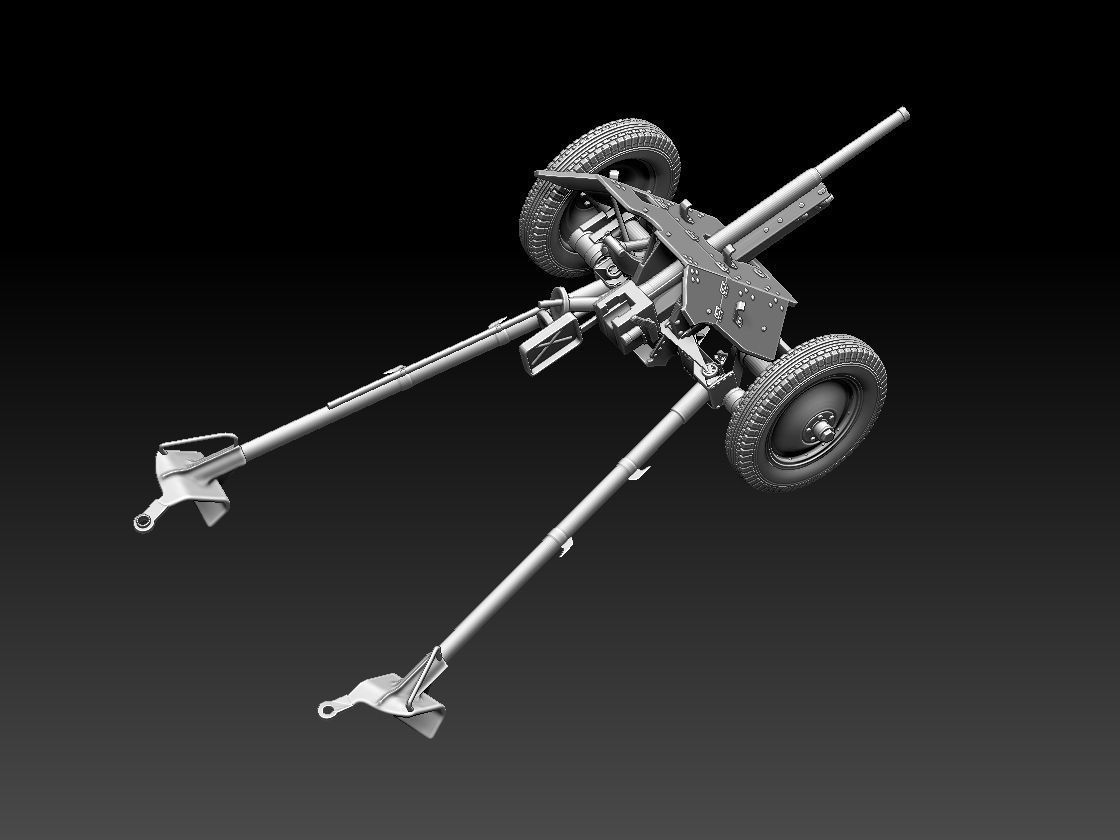 cannon 53k ww2 soldiers 3D print model_16