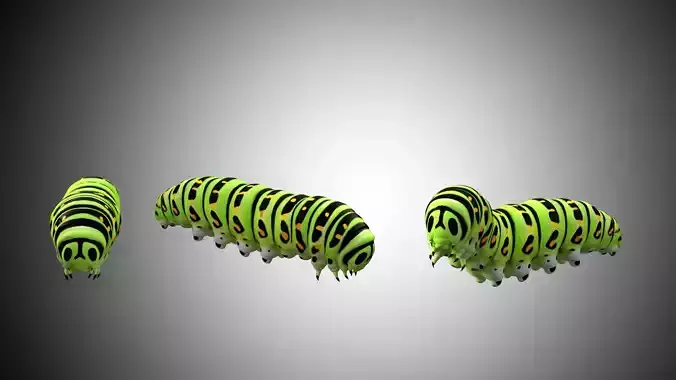 Caterpillar Low Poly Rigged Low-poly 3D model