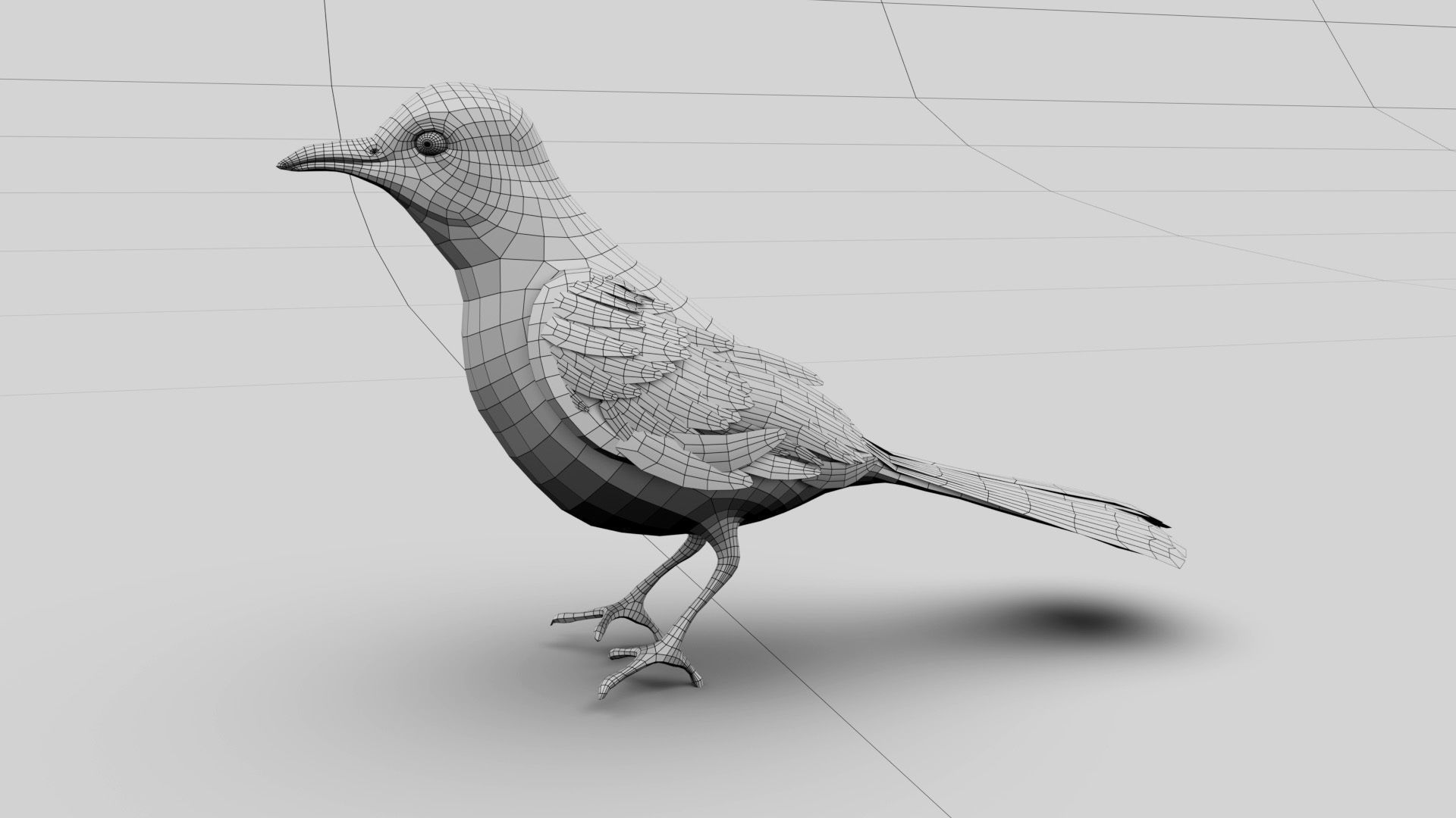 Mockingbird Low Poly Rigged with high quality texture Low-poly 3D model_4
