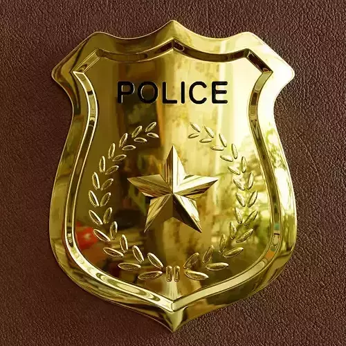 Police Badge Low Poly with high quality texture Low-poly 3D model