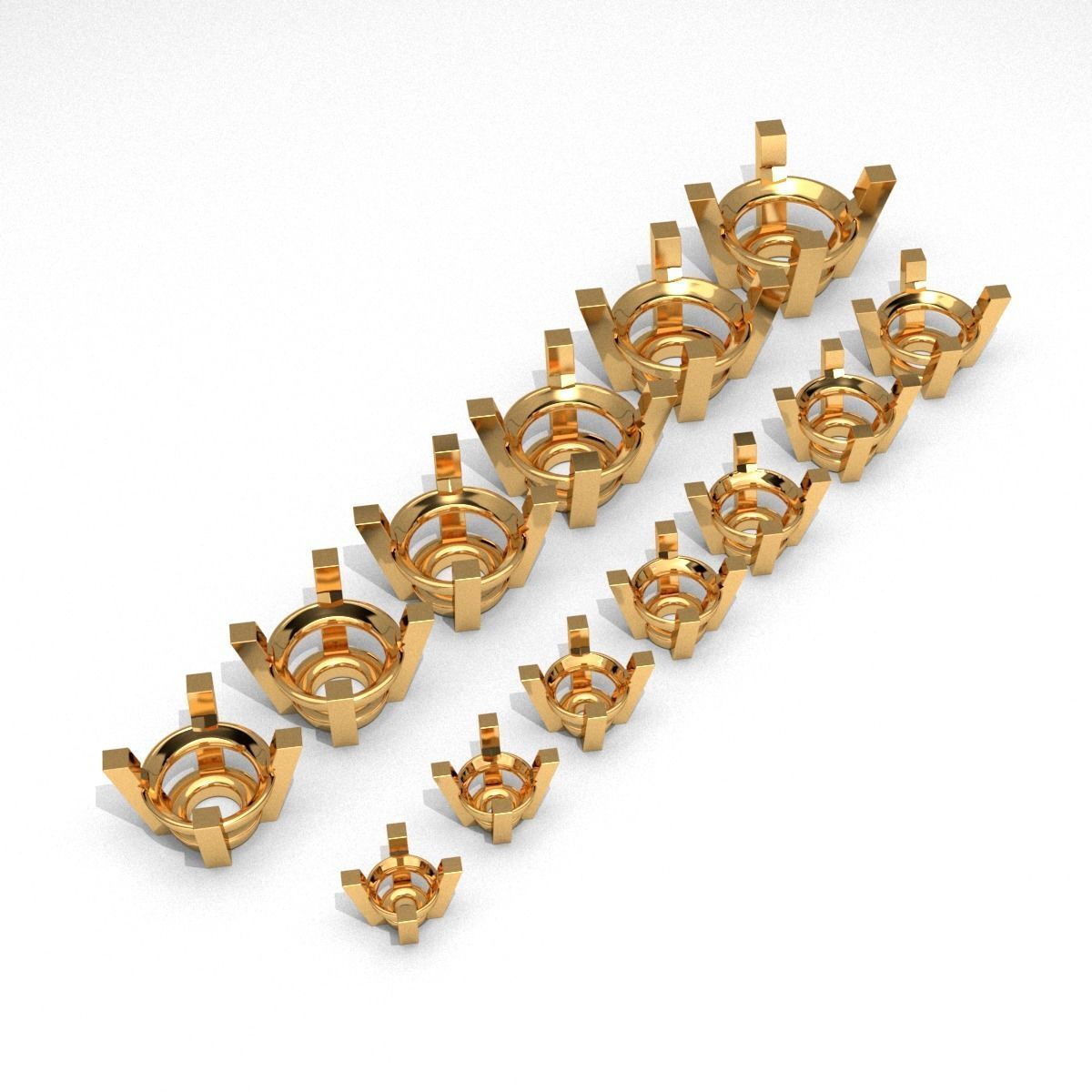 A package of solitaire ring heads engagement 4 prong printable 3D print model_1