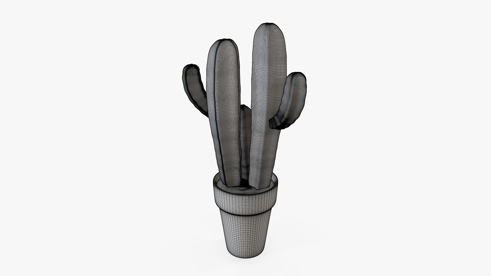 Cactus in planter pot 03 stylized 3D model_7