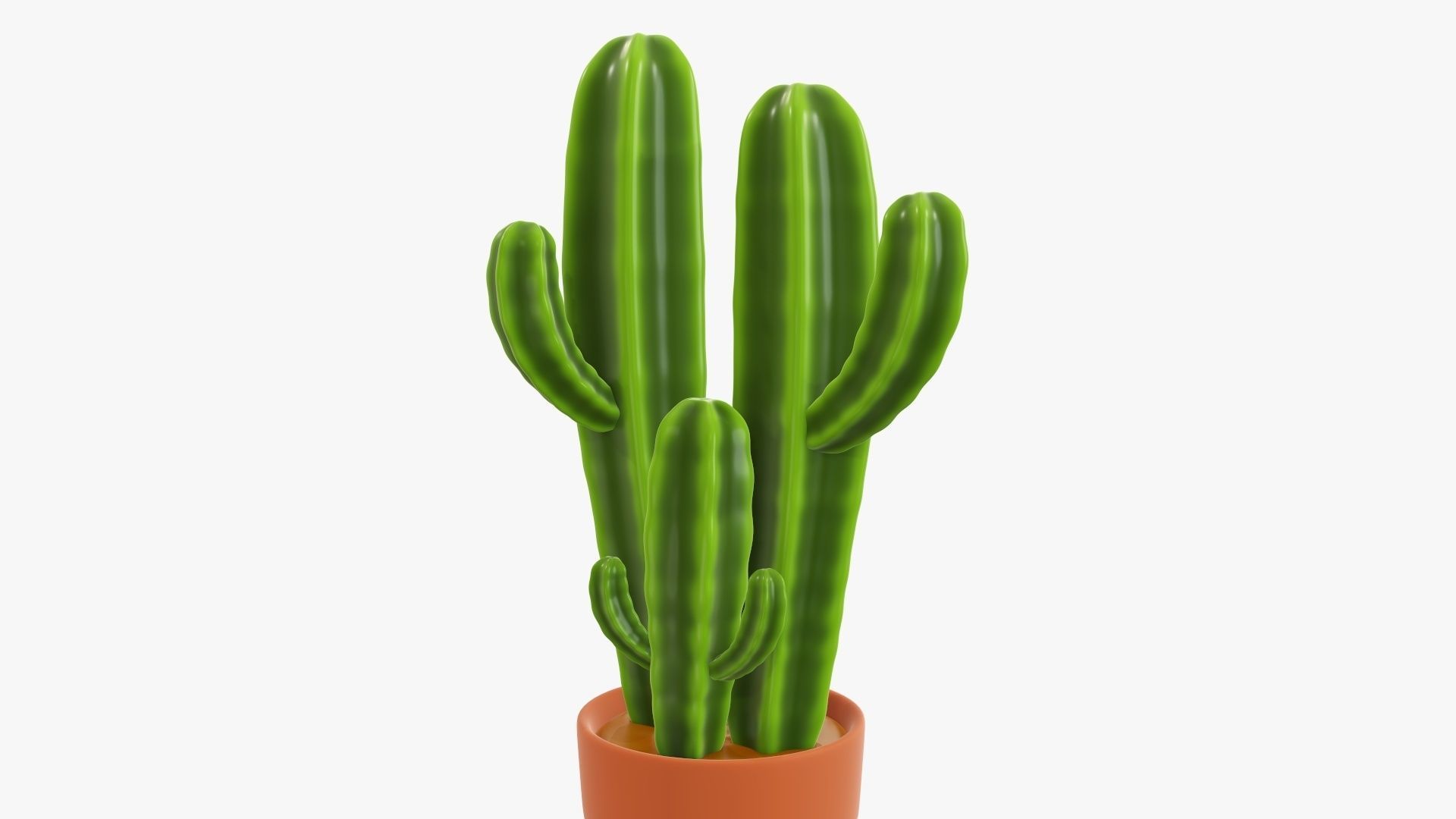 Cactus in planter pot 03 stylized 3D model_1