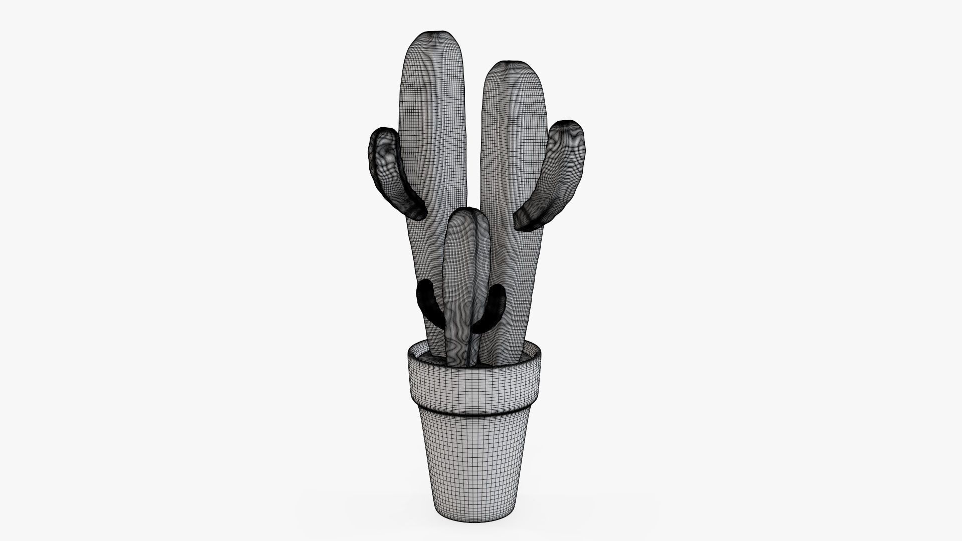 Cactus in planter pot 03 stylized 3D model_5