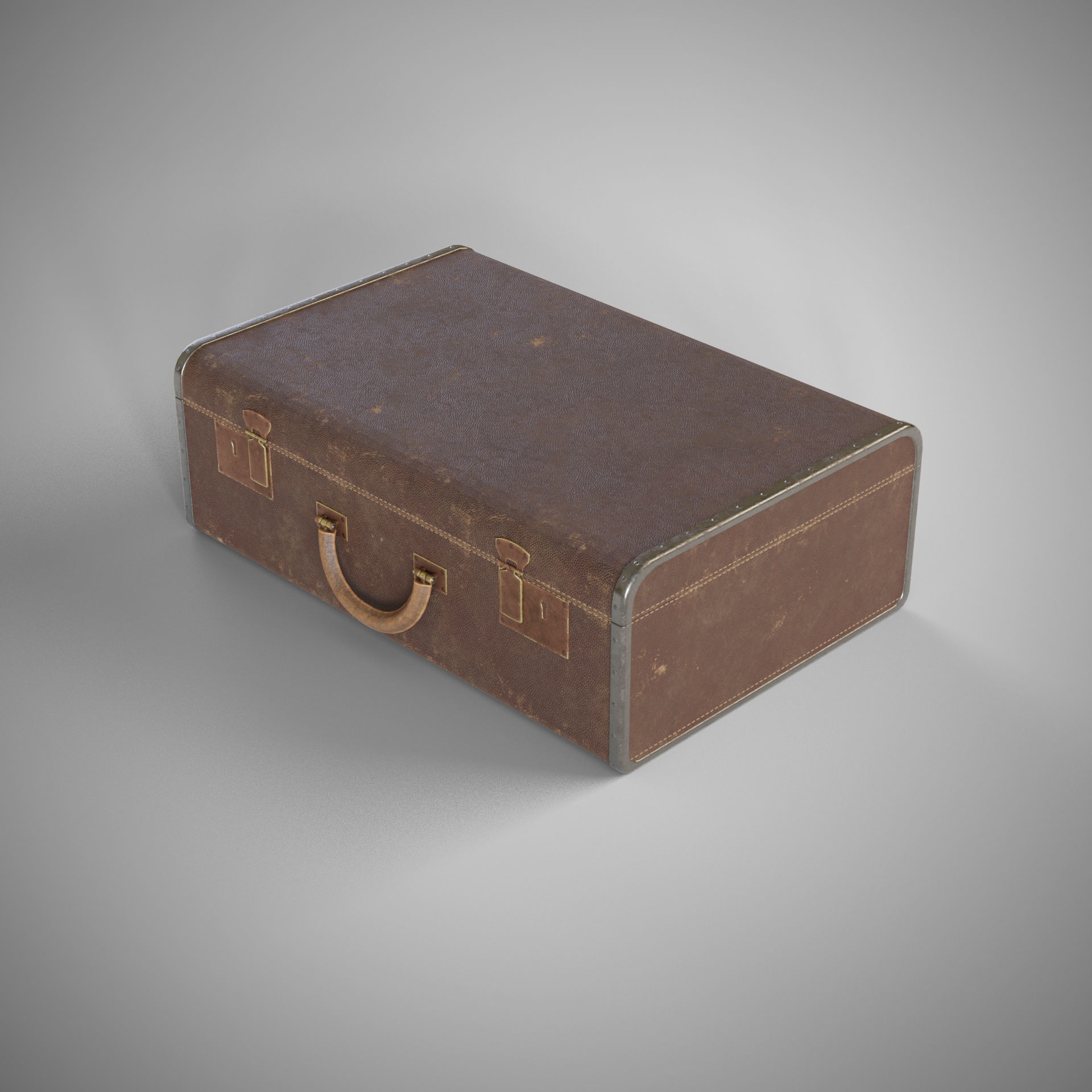 Old suitcase Low-poly 3D model_7
