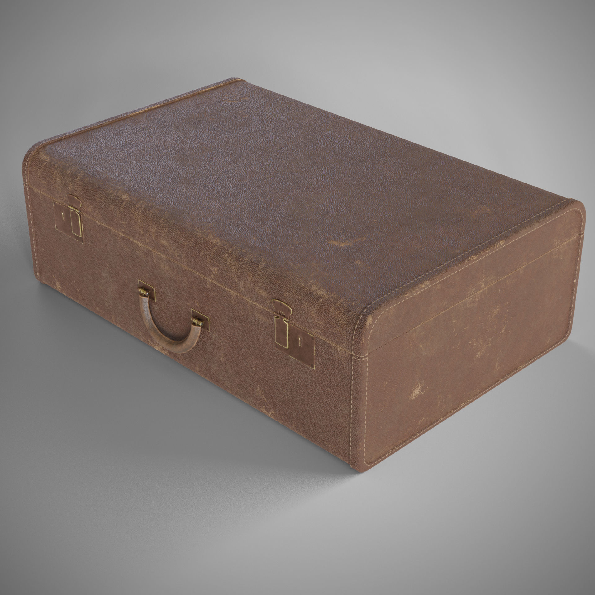 Old suitcase Low-poly 3D model_5