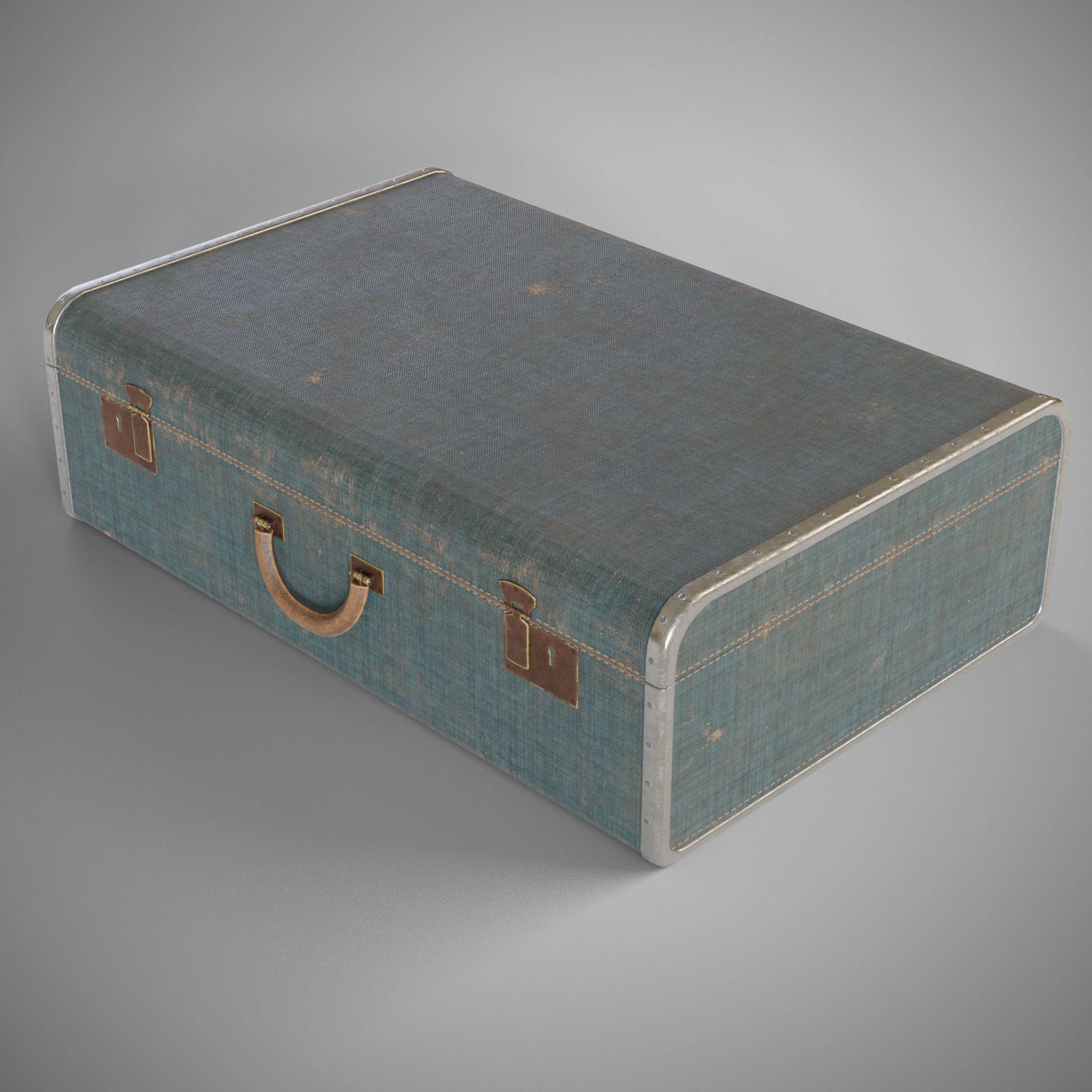Old suitcase Low-poly 3D model_9