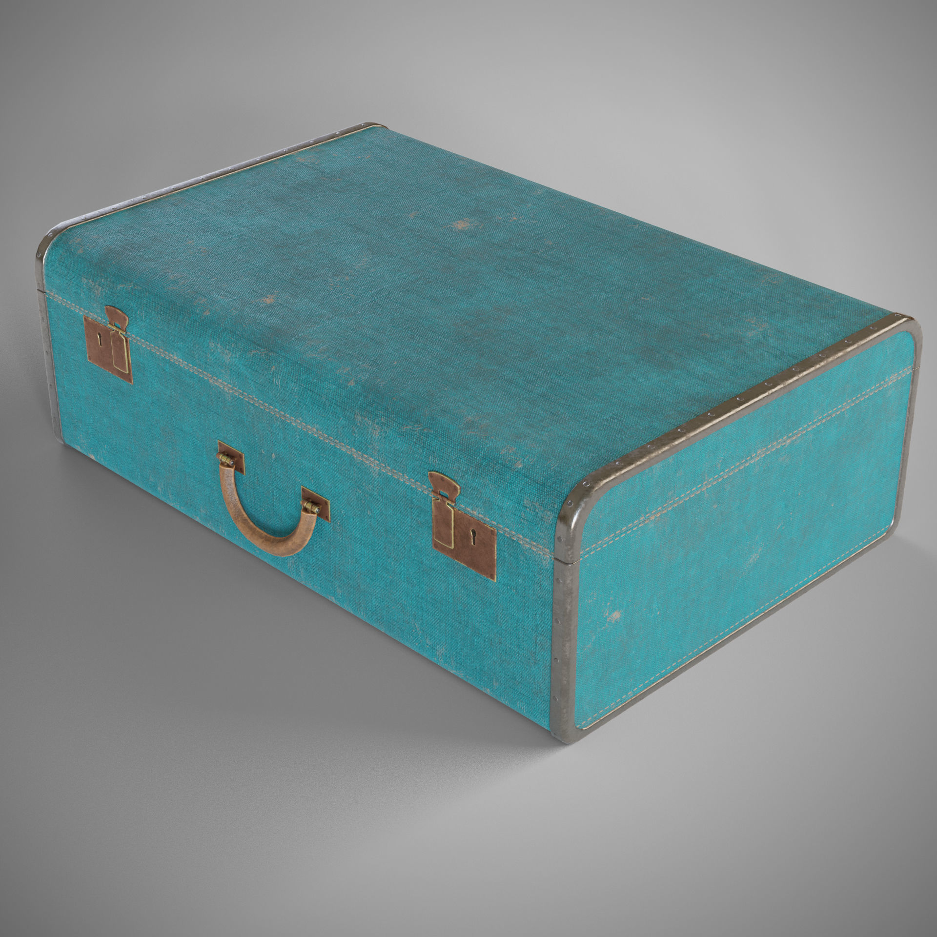 Old suitcase Low-poly 3D model_8