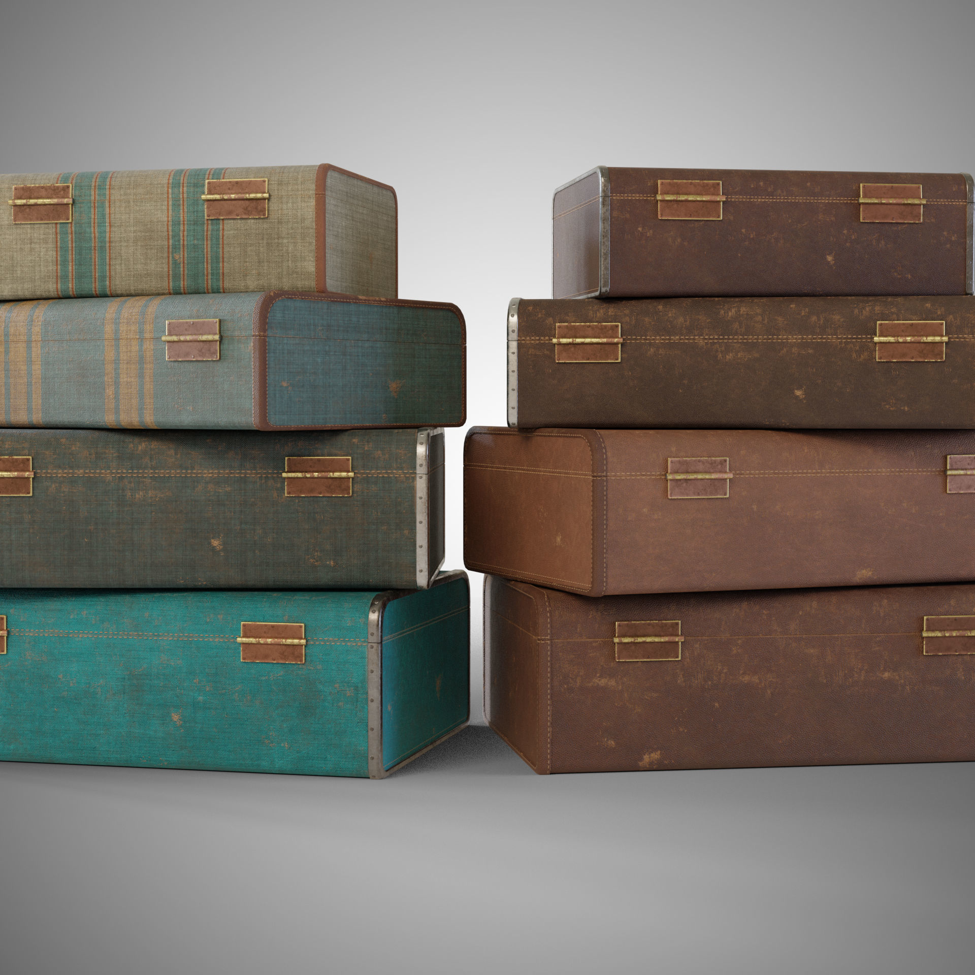 Old suitcase Low-poly 3D model_3