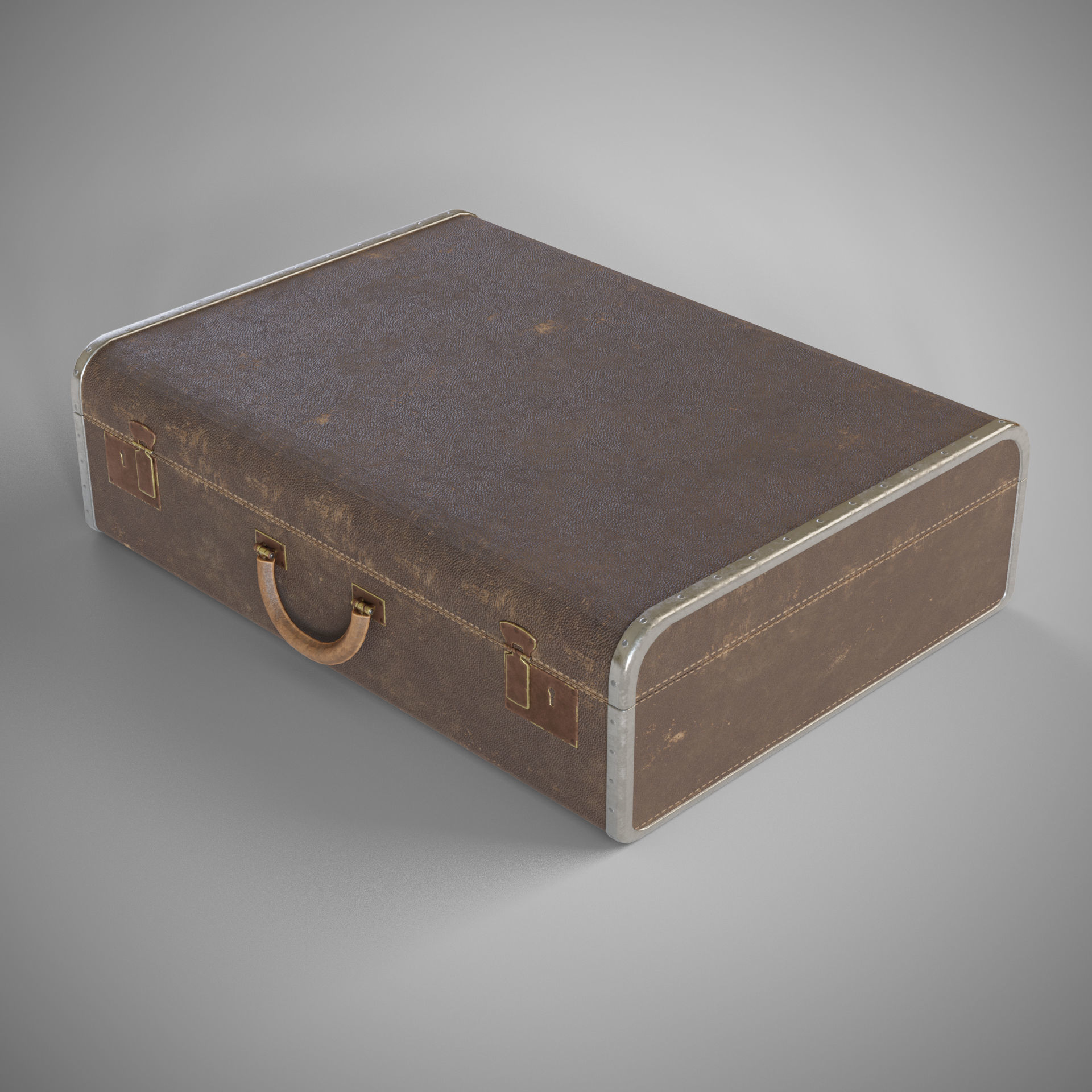 Old suitcase Low-poly 3D model_4
