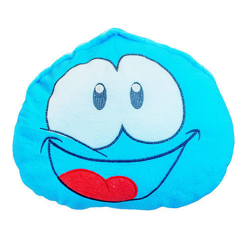 Baby Blue Pillow with Drawn Eyes and Mouth 3D model