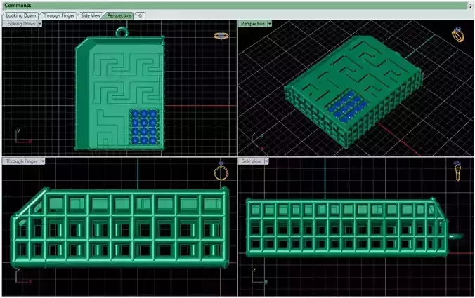Pendant gold labyrinth with sapphires