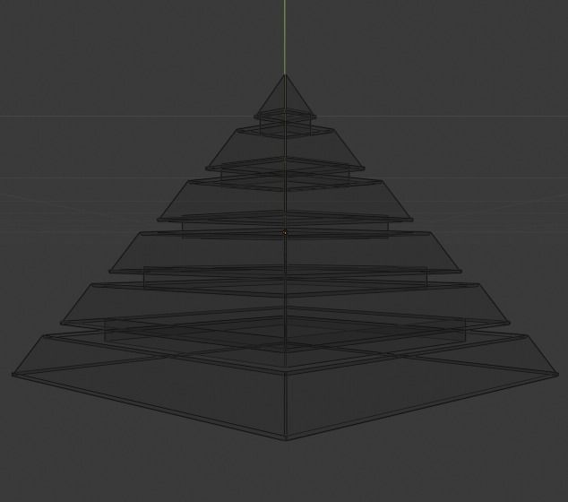 Golden and Green Marbled Pyramid with Squared Spike Low-poly 3D model_34