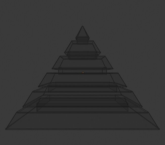 Golden and Green Marbled Pyramid with Squared Spike Low-poly 3D model_16