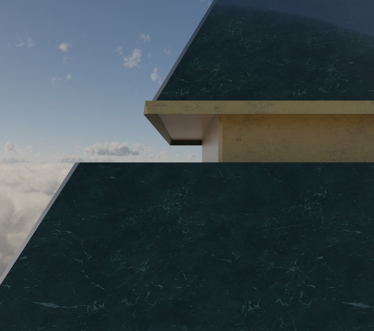 Golden and Green Marbled Pyramid with Squared Spike Low-poly 3D model_10