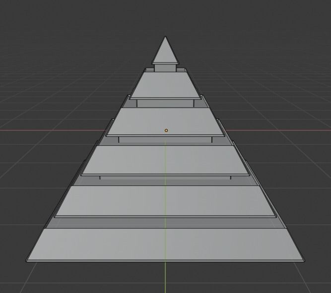 Golden and Green Marbled Pyramid with Squared Spike Low-poly 3D model_18