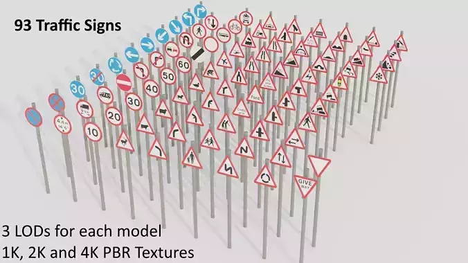 Road Traffic Signs - UK - Low-poly PBR Low-poly 3D model
