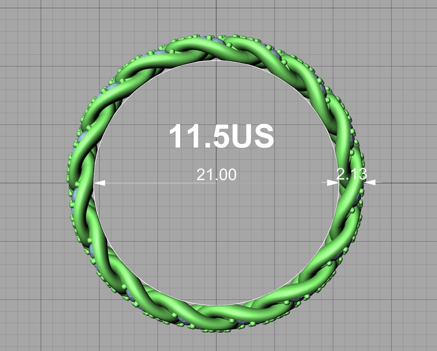 DIAMOND Cuban Link Chain Ring Stackble Ring 7mm wide 21mm SIZE 3D print model_16