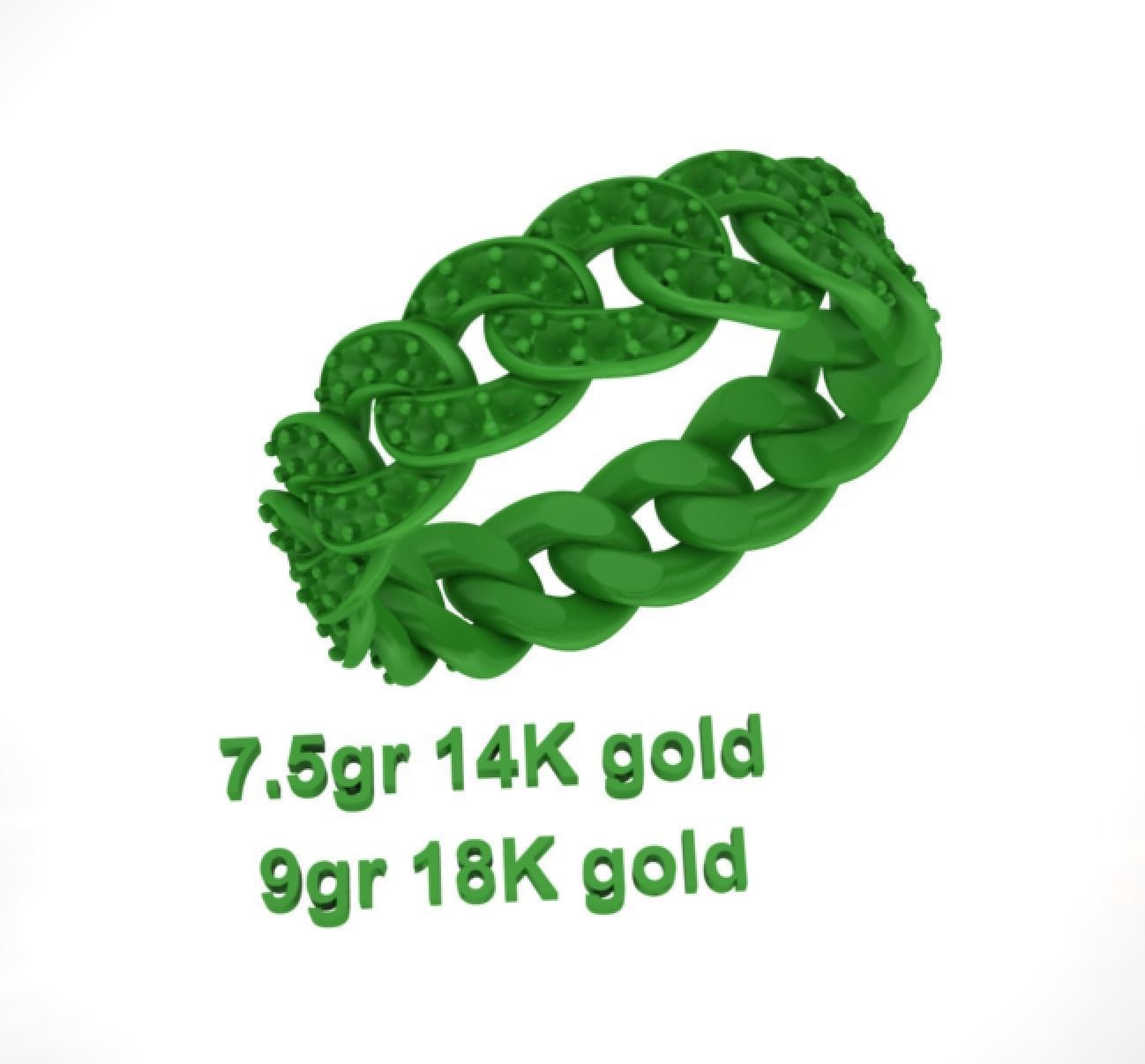 DIAMOND Cuban Link Chain Ring Stackble Ring 7mm wide 21mm SIZE 3D print model_11