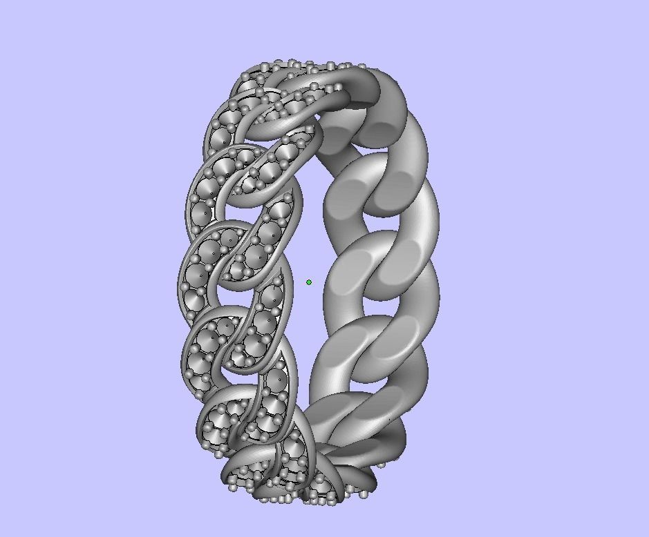 DIAMOND Cuban Link Chain Ring Stackble Ring 7mm wide 21mm SIZE 3D print model_17