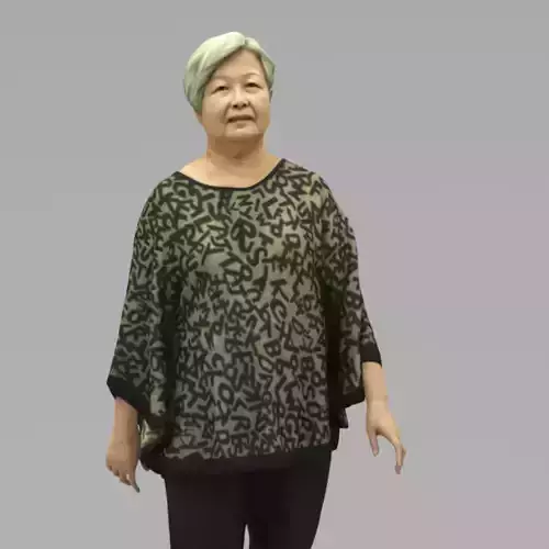 An Old Lady Walking Along In Half Body Portrait