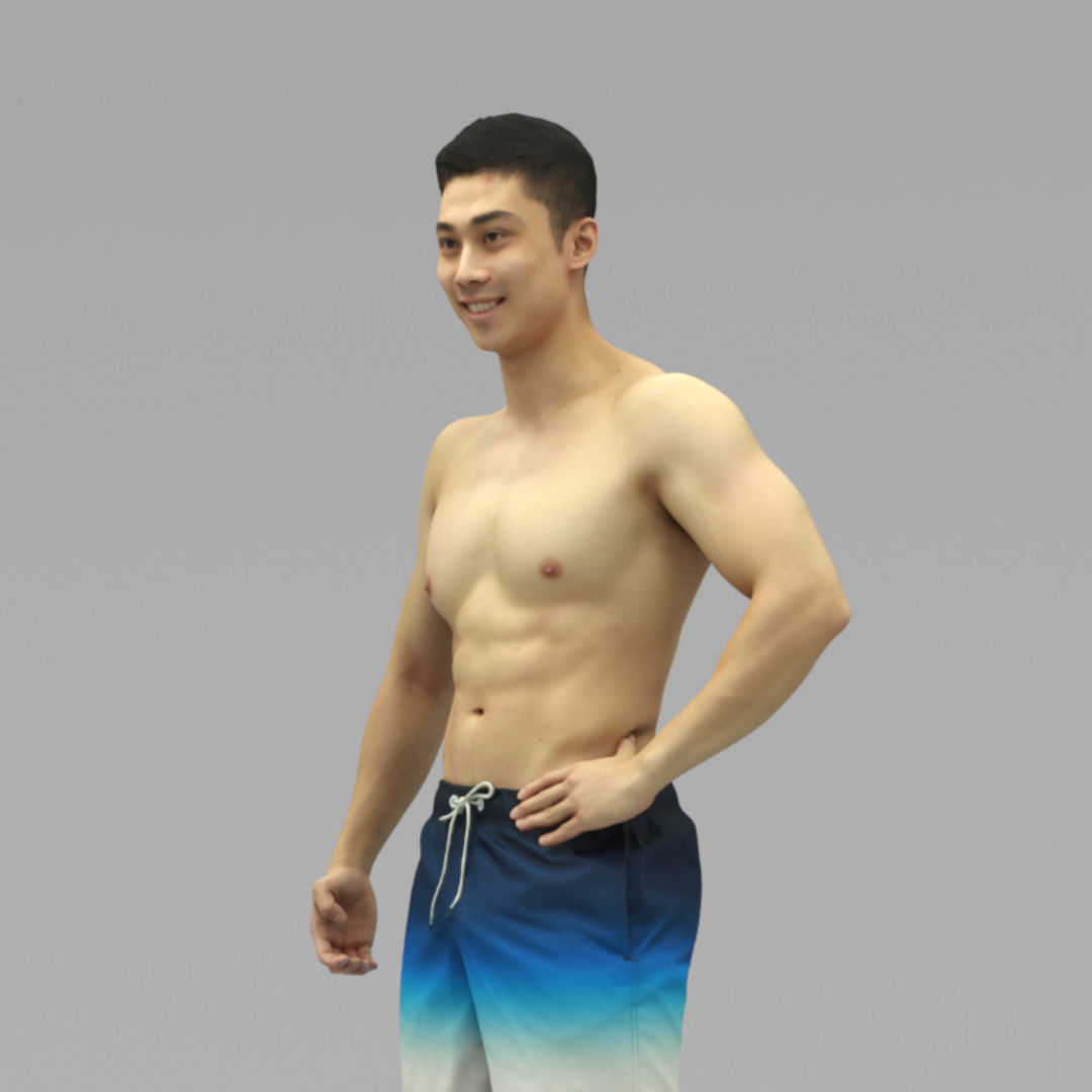 A Well Built Shirtless Sunshine Boy Standing Alone  3D model_1
