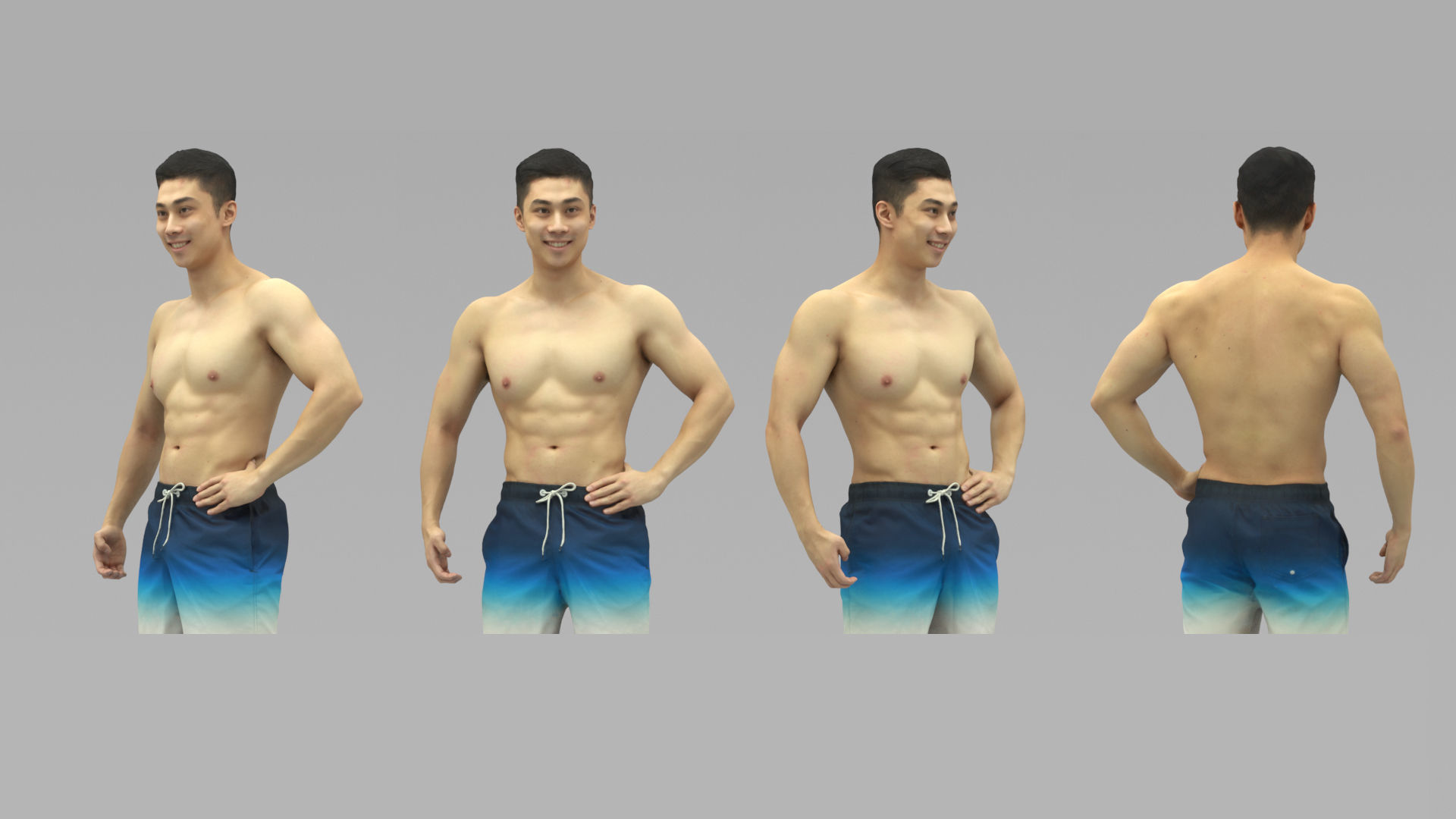 A Well Built Shirtless Sunshine Boy Standing Alone  3D model_4