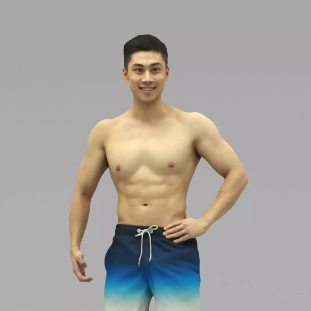A Well Built Shirtless Sunshine Boy Standing Alone  3D model_0