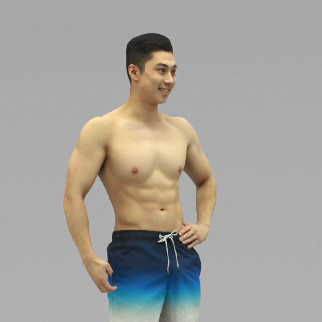 A Well Built Shirtless Sunshine Boy Standing Alone  3D model_2