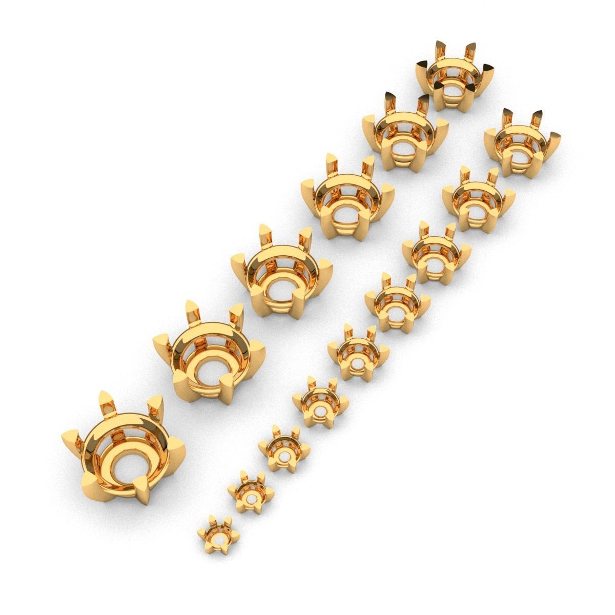 A package of solitaire ring heads engagement 6 prong printable 3D print model_1