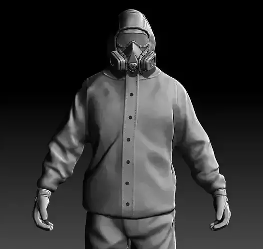 Man in Chemical Protection Suit 