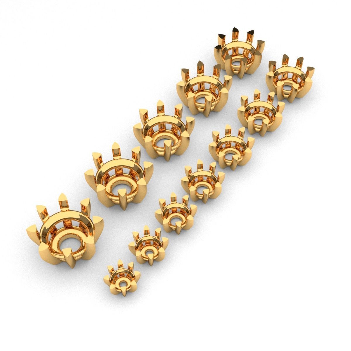 A package of solitaire ring heads engagement 8 prong printable 3D print model_1