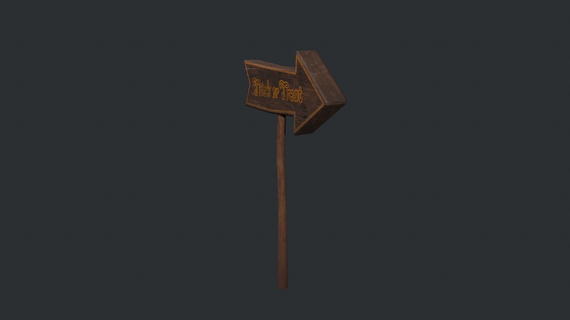Trick or Treat Halloween Sign Low-poly 3D model_8