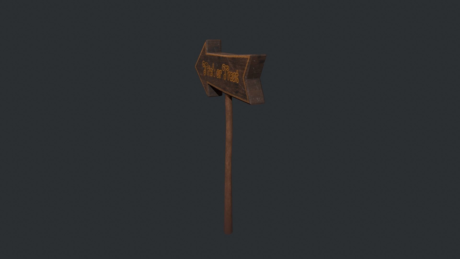 Trick or Treat Halloween Sign Low-poly 3D model_3