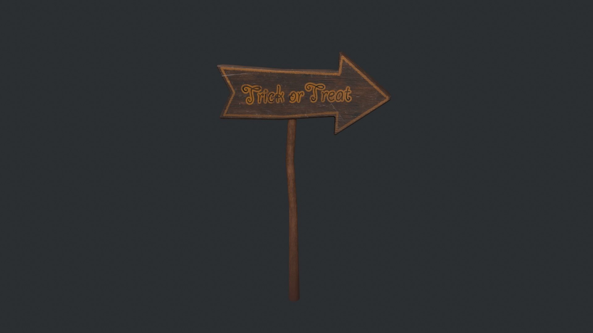Trick or Treat Halloween Sign Low-poly 3D model_9