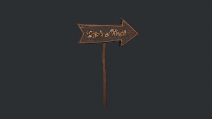 Trick or Treat Halloween Sign Low-poly 3D model