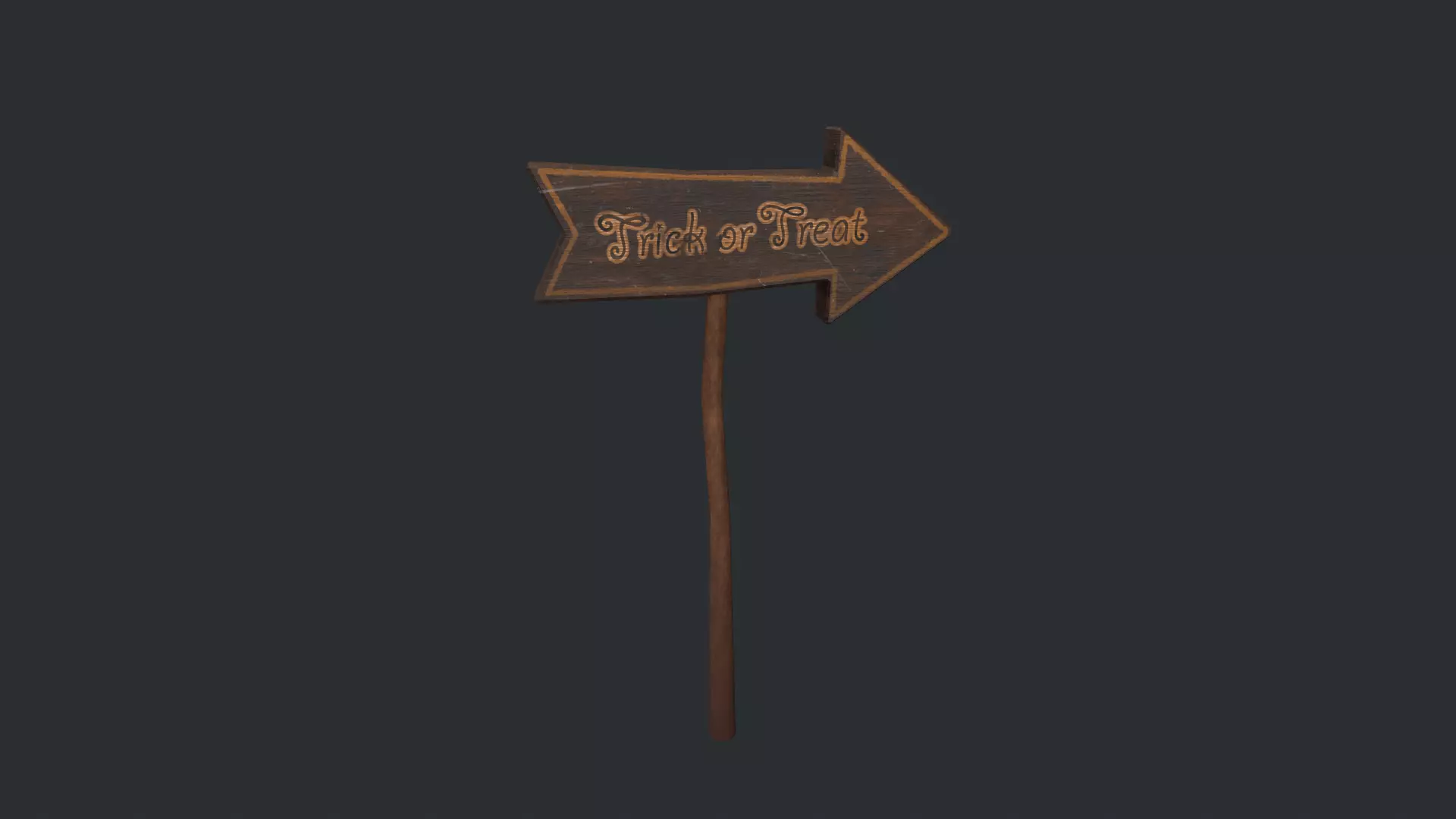 Trick or Treat Halloween Sign Low-poly 3D model_0