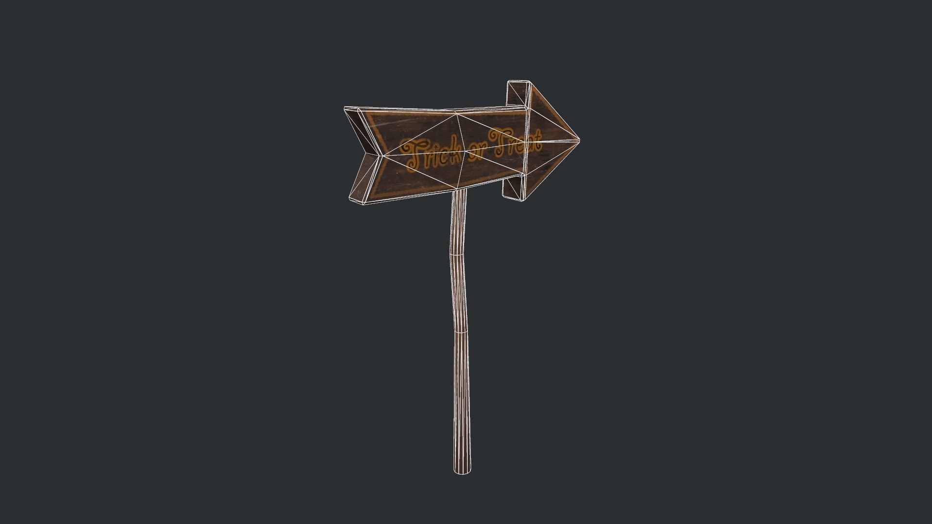 Trick or Treat Halloween Sign Low-poly 3D model_11