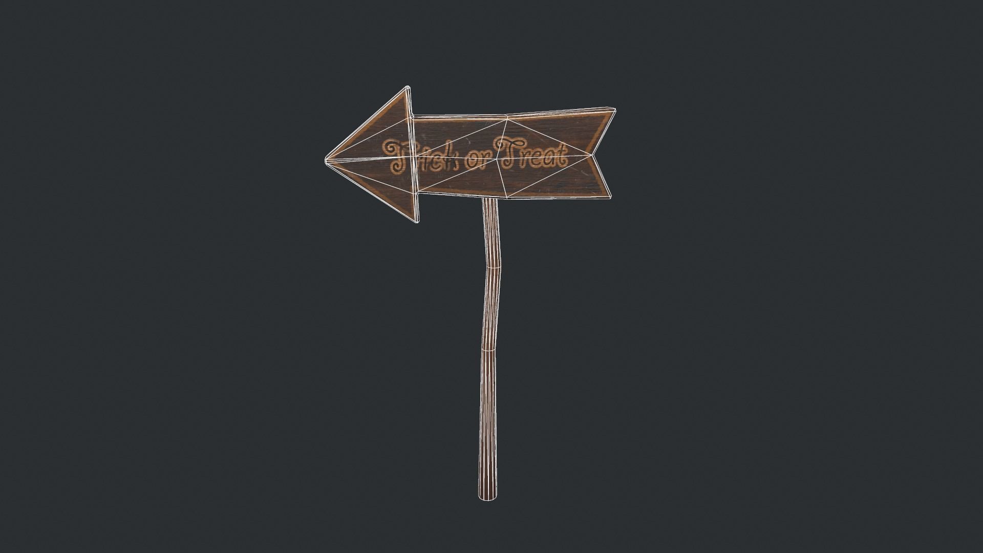 Trick or Treat Halloween Sign Low-poly 3D model_15