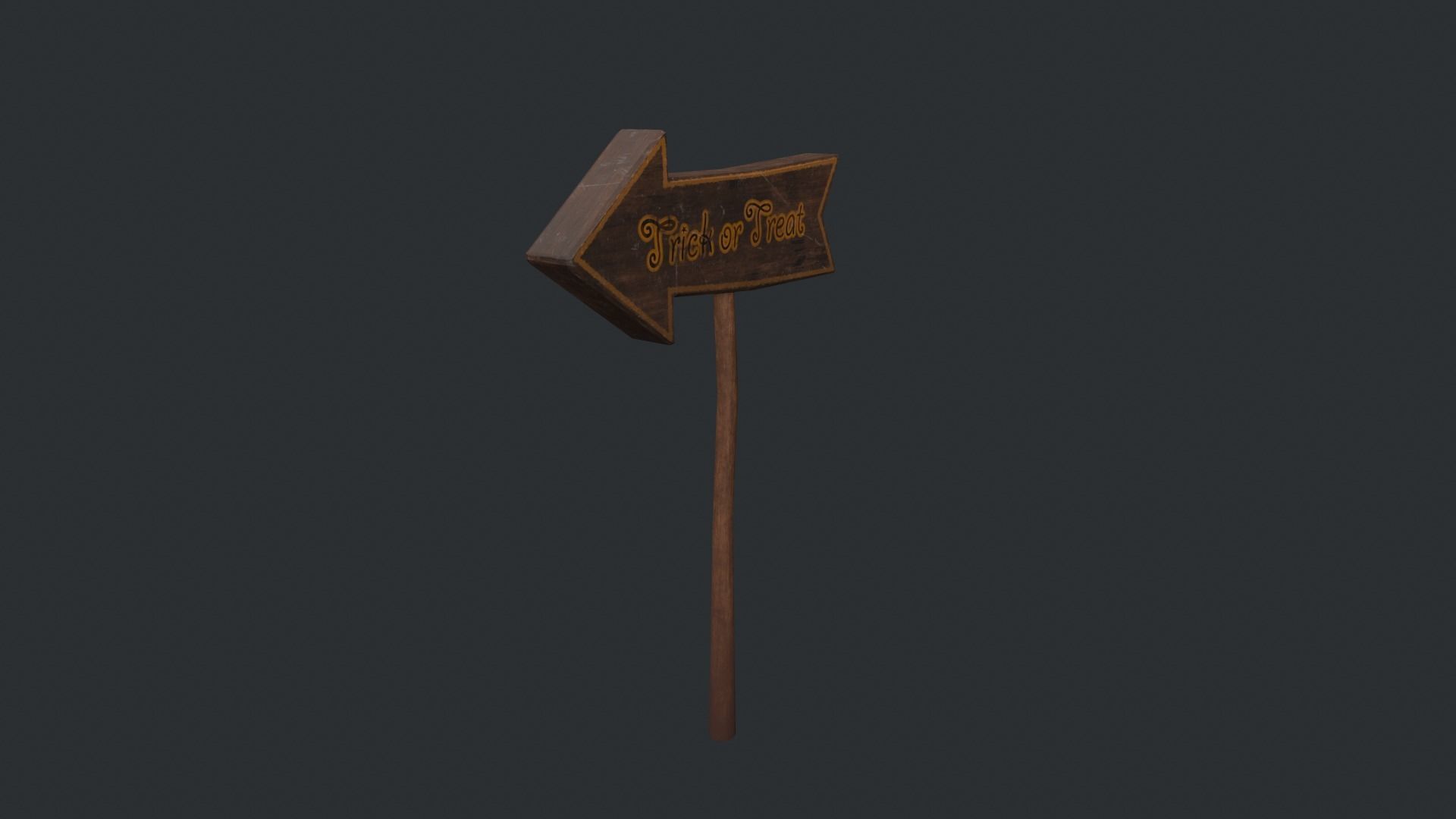 Trick or Treat Halloween Sign Low-poly 3D model_6