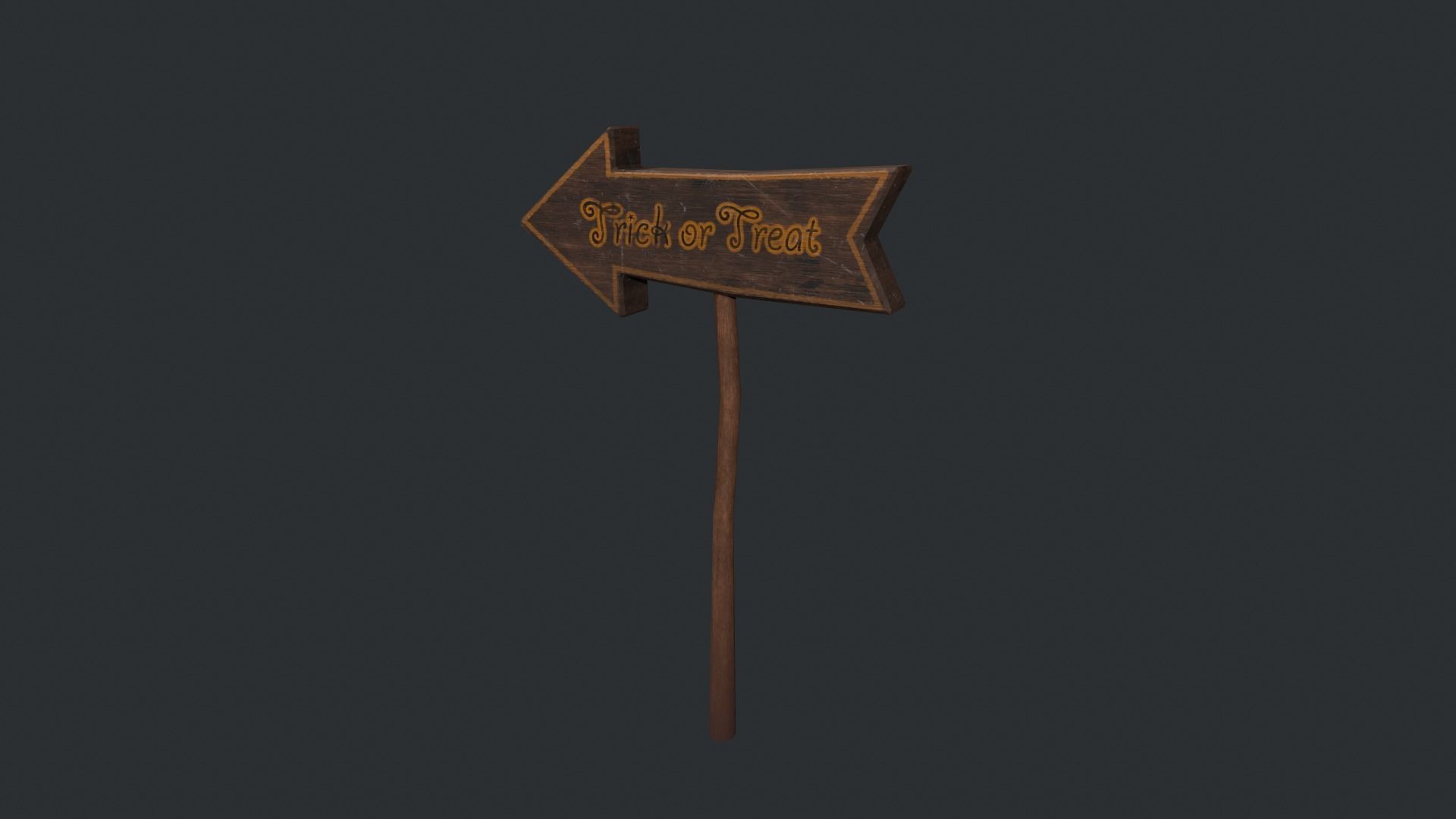 Trick or Treat Halloween Sign Low-poly 3D model_4